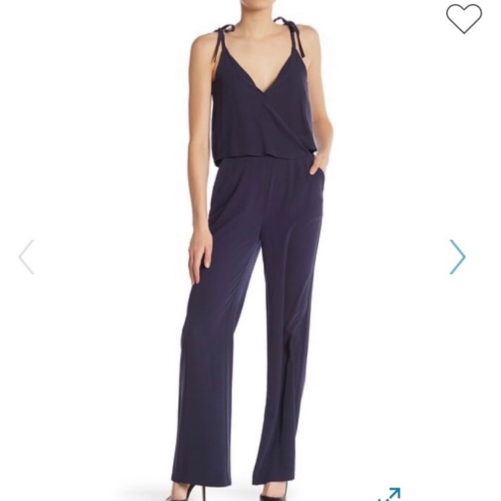 NWT Theory- Navy Surplice Top Wide Leg Jump Suit